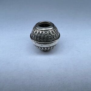 Authentic Pandora Sterling Silver Pavé & Logo Charm